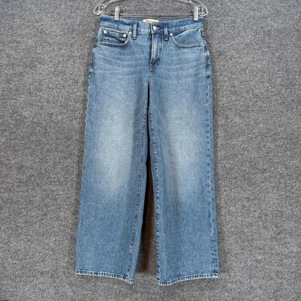 Madewell The Perfect Vintage Wide Leg Jean Womens 27 Petite Blue Denim High Rise